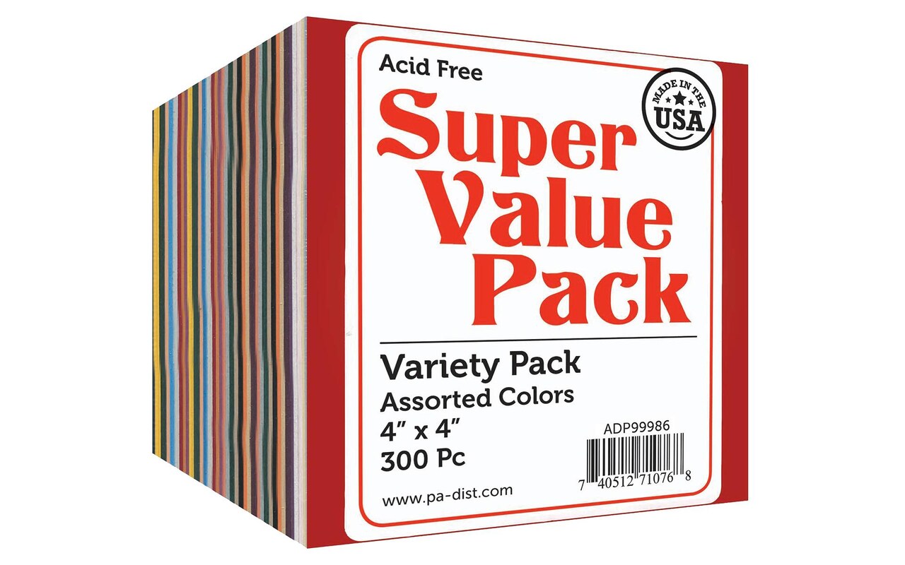Accent Design Paper Accents Super Value Variety Pack - Heavyweight Assorted Cardstock - 4x4 - Archival Quality Scrapbook Paper for Scrapbooking, Cards, Invitations & Crafts